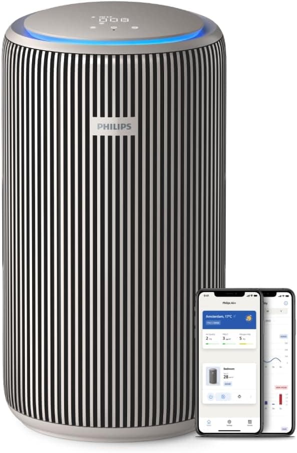 Philips PHILIPS PureProtect Smart Air Purifier Series 3200 - HEPA Filter and Activated Carbon Filter, CADR 500 m³/h for 130 m² Space, Ultra-Quiet and Energy Efficient (AC3210/12)