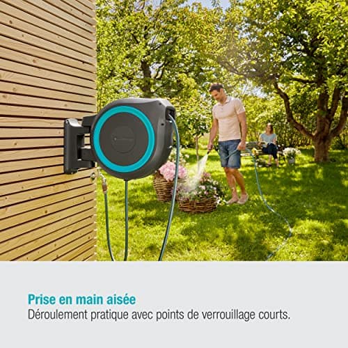 GARDENA Devidoir automatique mural RollUp XL liseret bleu - Longueur 35m - O13mm - Kit complet - Garantie 5 ans 18630-20 - Image 5