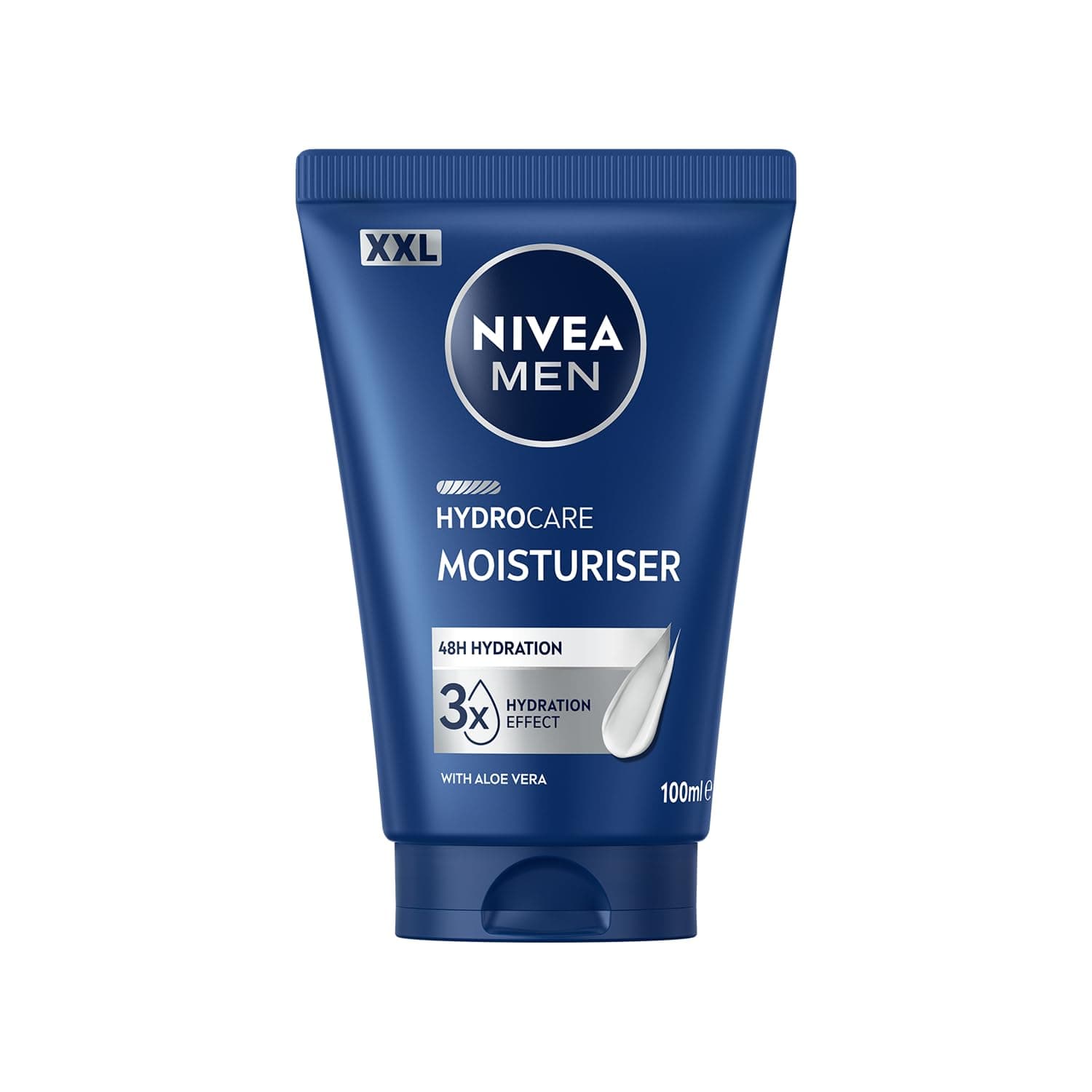 NIVEA MEN - Daily Face Moisturizing Cream - Immediate Hydration & 48H - Hydrocare - XXL Size - Aloe Vera & Pro-Vitamin B5-3 Moisturizing Effects - Non Greasy, Non Sticky - 100 ml