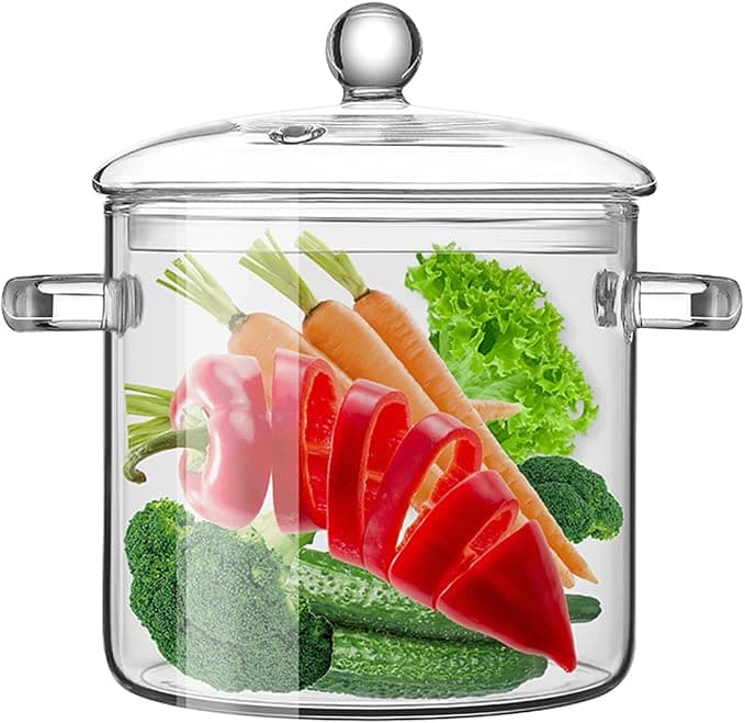 Clear Glass Kitchen Pot Heat Resistant Cooking Pot Cooking Pot Cooking Kitchen Multi-function Instant Instant Pot for Kitchen Restaurant, with Handle for Kitchen