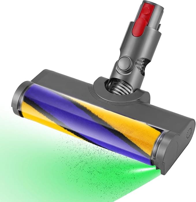 Brush for Dyson V7 V8 V10 V11 V15 Turbo Roller Brush Head with LED Light for Dark Areas, Effective Cleaning On Hard Floors - Image 1