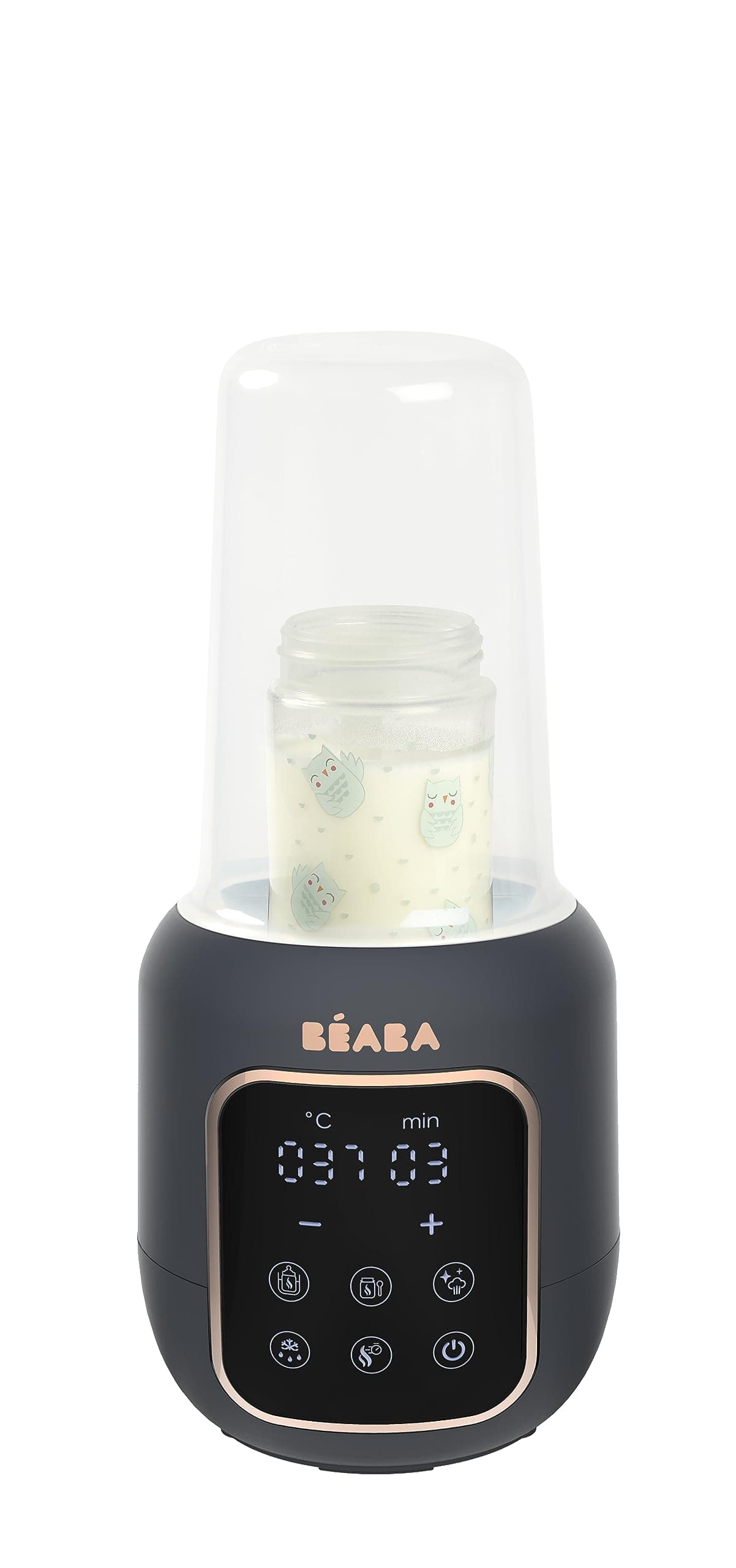 BÉABA, Baby Bottle Warmer/Sterilizer, Breast Milk Heater, Multi-Functions: 5 Modes, Baby Bath, Small Pot Warmer, Defrosting, Quick Mode, Sterilisation Mode, Multi Milk, Night Blue