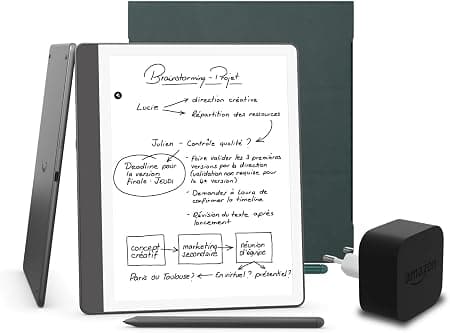 Kindle Scribe (version 2024) 64 GB, une coque en cuir Amazon Premium et un adaptateur secteur Amazon Powerfast 9 W - Image 1