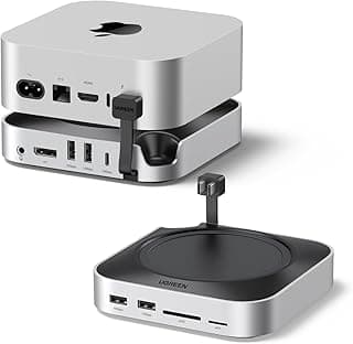 MAC UGREEN Station d'accueil et Support pour Mac Mini M4 et M4 Pro Docking Station Hub USB C avec Boîtier M.2 NVME SSD DisplayPort 4K 240Hz 144Hz 5 USB 3.2 4A1C 10Gbps Fente SD TF 3.5mm Aux