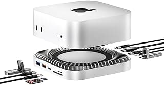 MAC Station d'accueil Mac Mini M4 (2024) - Support en aluminium avec hub HDMI et boîtier SSD M.2 - HDMI 4K60Hz 10G USB-C, 2 ports USB-A 5G, SD/TF, audio, port de charge pour Mac Mini M4/M4 Pro