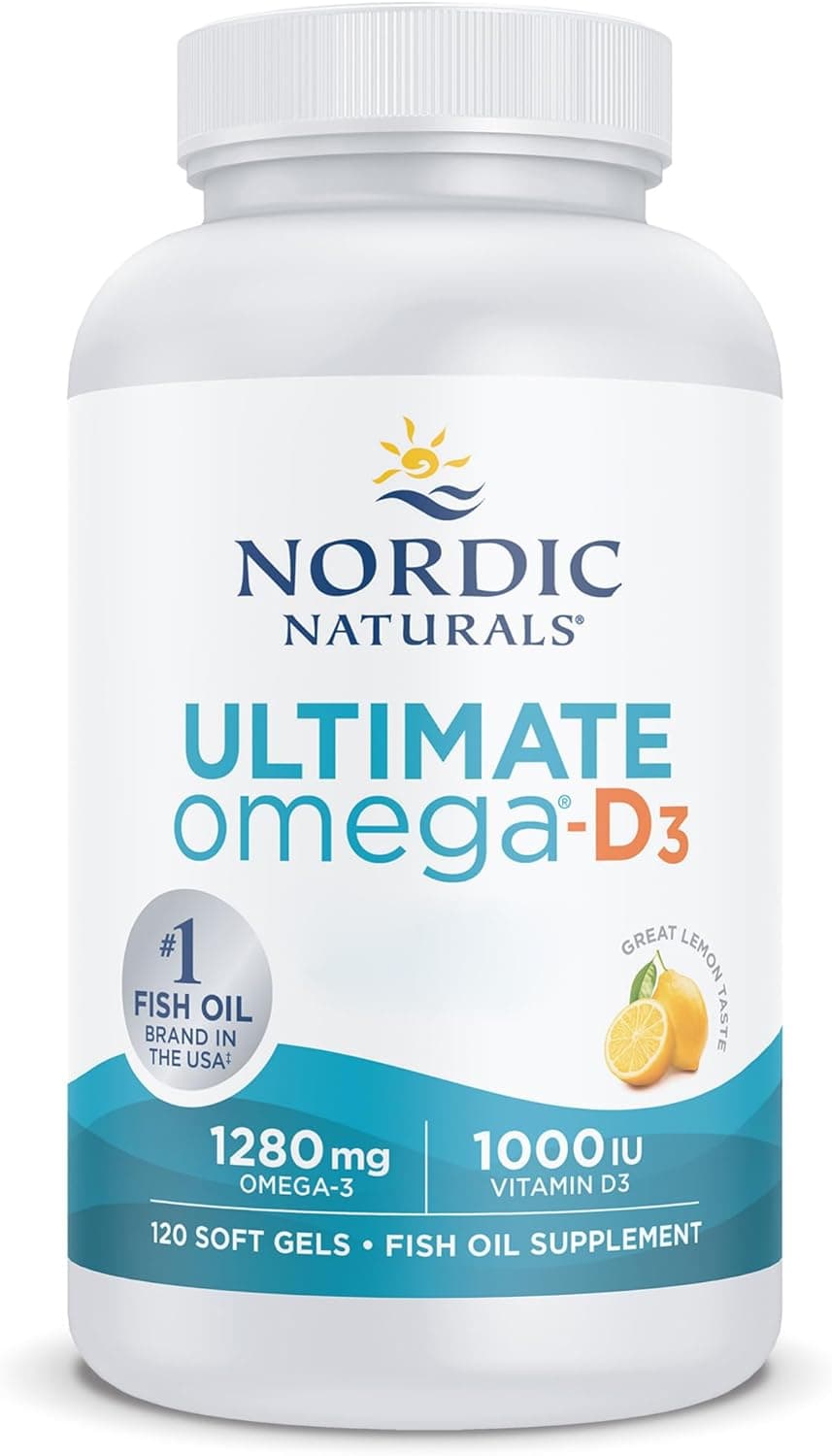 Nordic Naturals Nordic Naturals, Ultimate Omega-D3, 1280mg Omega-3, with EPA, DHA and Vitamin D3, High Dosed, Lemon Taste, 120 Soft Capsules, Lab Tested, Soy Free, Gluten Free, Non-GMO