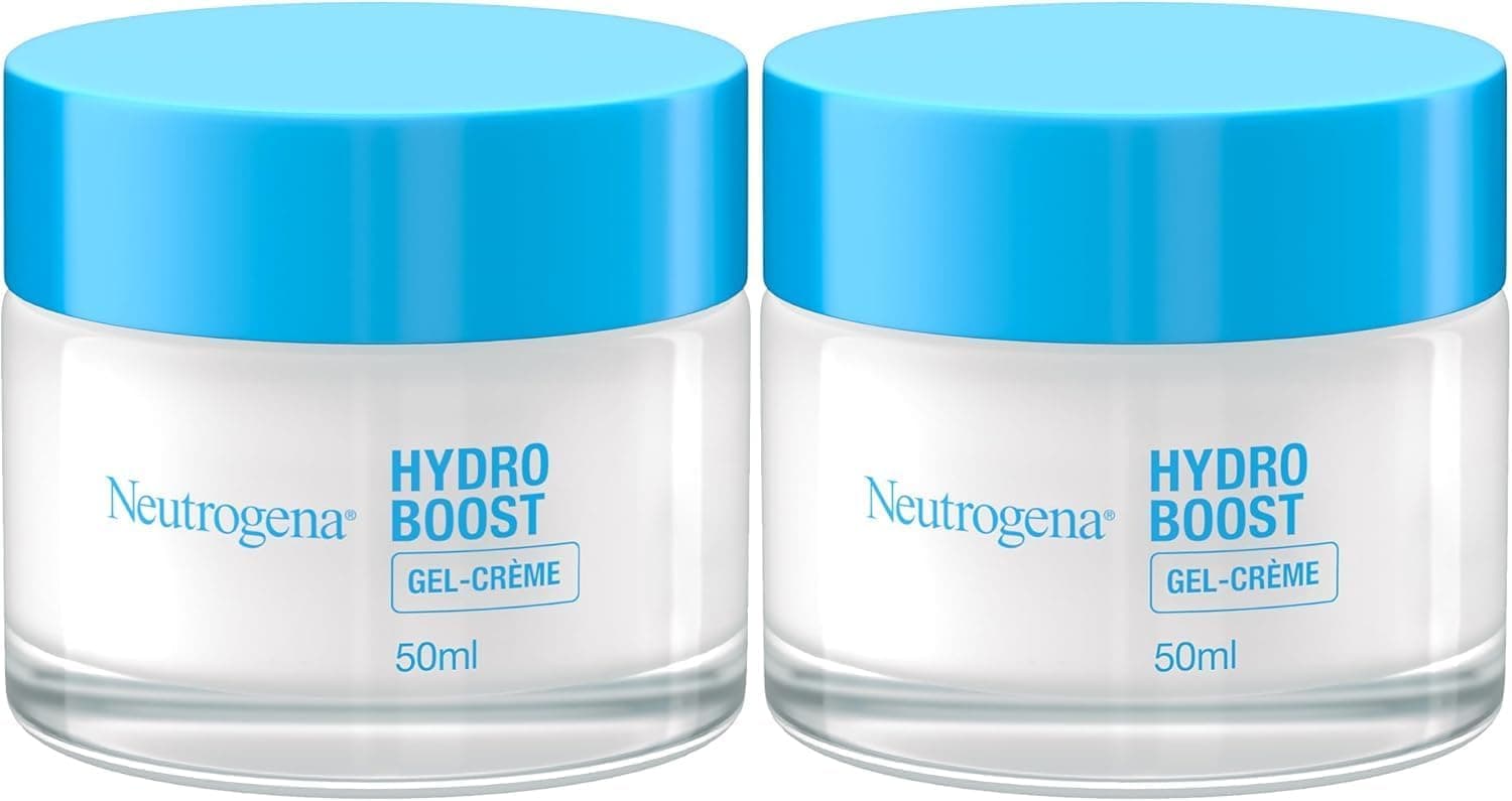 Neutrogena Hydro Boost Gel-Crème (2 x 50 ml jars) - Moisturising cream for sensitive skin with hyaluronic acid and botanical trehalose - Moisturizing gel for a fresh and radiant complexion - Image 1