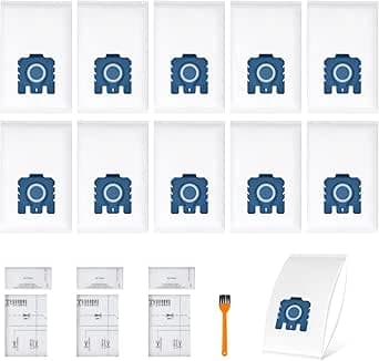 Pack of 10 GN Vacuum Cleaner Bags Compatible with Miele Hyclean Pure 3D Vacuum Cleaner Bags for Classic C1 Complete C2 Complete C3, S2 S4 S5 S6 S8 Series Vacuum Cleaner Dust Bags Replacement with 6