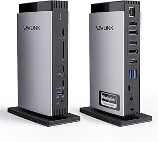 MAC WAVLINK Station d'accueil pour Ordinateur Portable Displaylink avec 3 HDMI, USB C Dock Triple Display 4K+2 * 2K, 100W Charging for M1 M2 M3 M4 Mac/Windows, 2DP, 1Gbps Ethernet, Audio/Mic, SD/TF