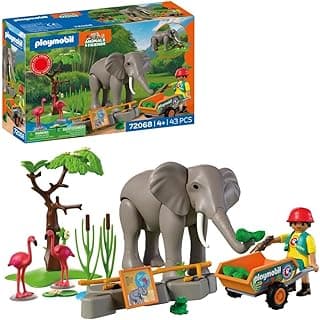 Playmobil | Animals & Friends | Éléphant avec Gardien de Zoo | Coffret Zoo avec 4 Animaux et Accessoires | À partir de 4 Ans | 72068