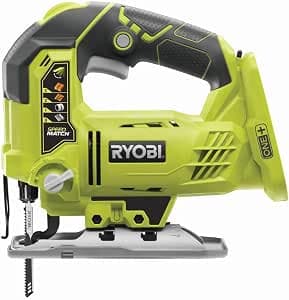 RYOBI - ONE+ R18JS-0 18V Cordless Jigsaw – Pendulum Movements, Toolless Blade Change, Speed Variator – Wood, Metal, PVC – Battery Not Included          [Energy Class A]
