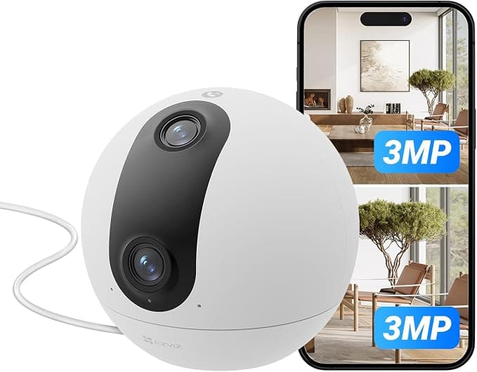 EZVIZ C60p 2K Dual Lens WiFi Indoor Surveillance Camera, 360° Indoor Camera with Human Detection and Auto Tracking, Two-Way Audio with Touch Button, Alexa and Google - Image 1