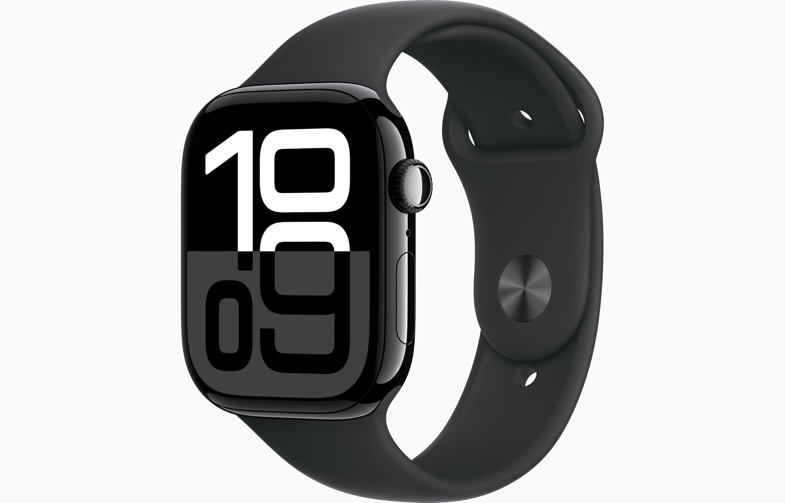 Apple Watch Series 10 [GPS, 46mm] - Jet Black Aluminum Case with Black Sport Strap, M/L (Refurbished) - Image 1