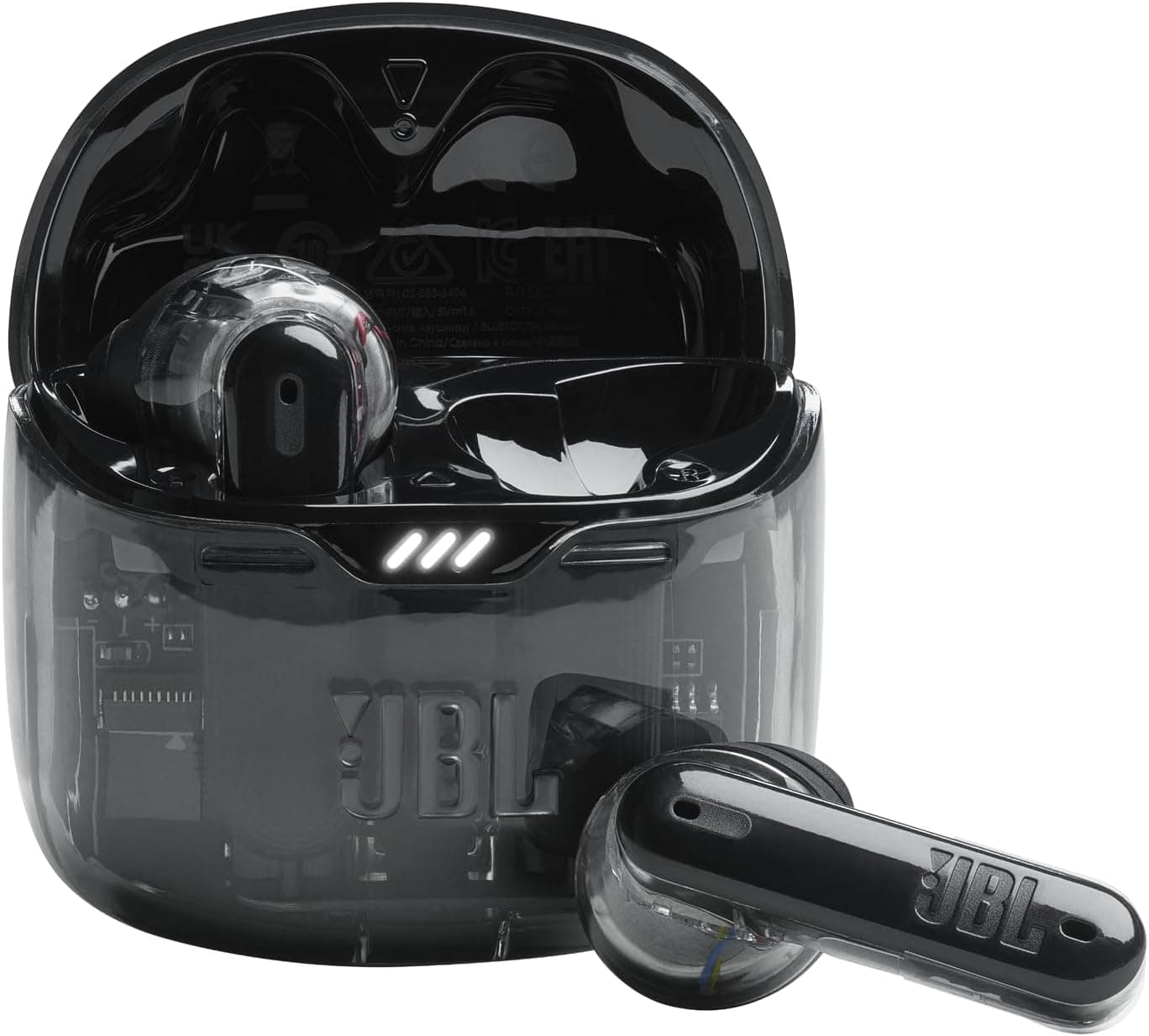 JBL Tune Flex Ghost Edition, Écouteurs sans fil Bluetooth, Son Pure Bass JBL, Réduction de Bruit Active et Smart Ambient, jusqu'à 32h d'autonomie, 4 micros et résistance IPX4, Black Ghost - Image 1