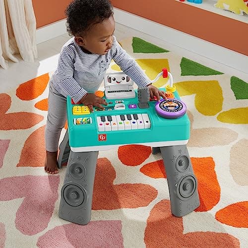 Fisher-Price Ma Table d’Activités de DJ Rires & Éveil | Table d'Activité Bébé Lumineuse et Musicale | Jouet d'Éveil Progressif dès 6 Mois, Version: Allemande Emballage réduit, HXG09 - Image 3