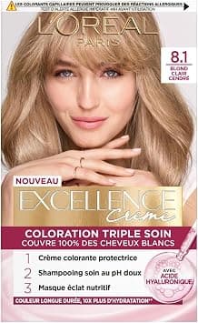 L'ORÉAL PARIS - Triple Care Permanent Hair Colour - Covers 100% of White Hair - Excellence Cream - Shade: Light Ash Blonde (8.10) - Image 1