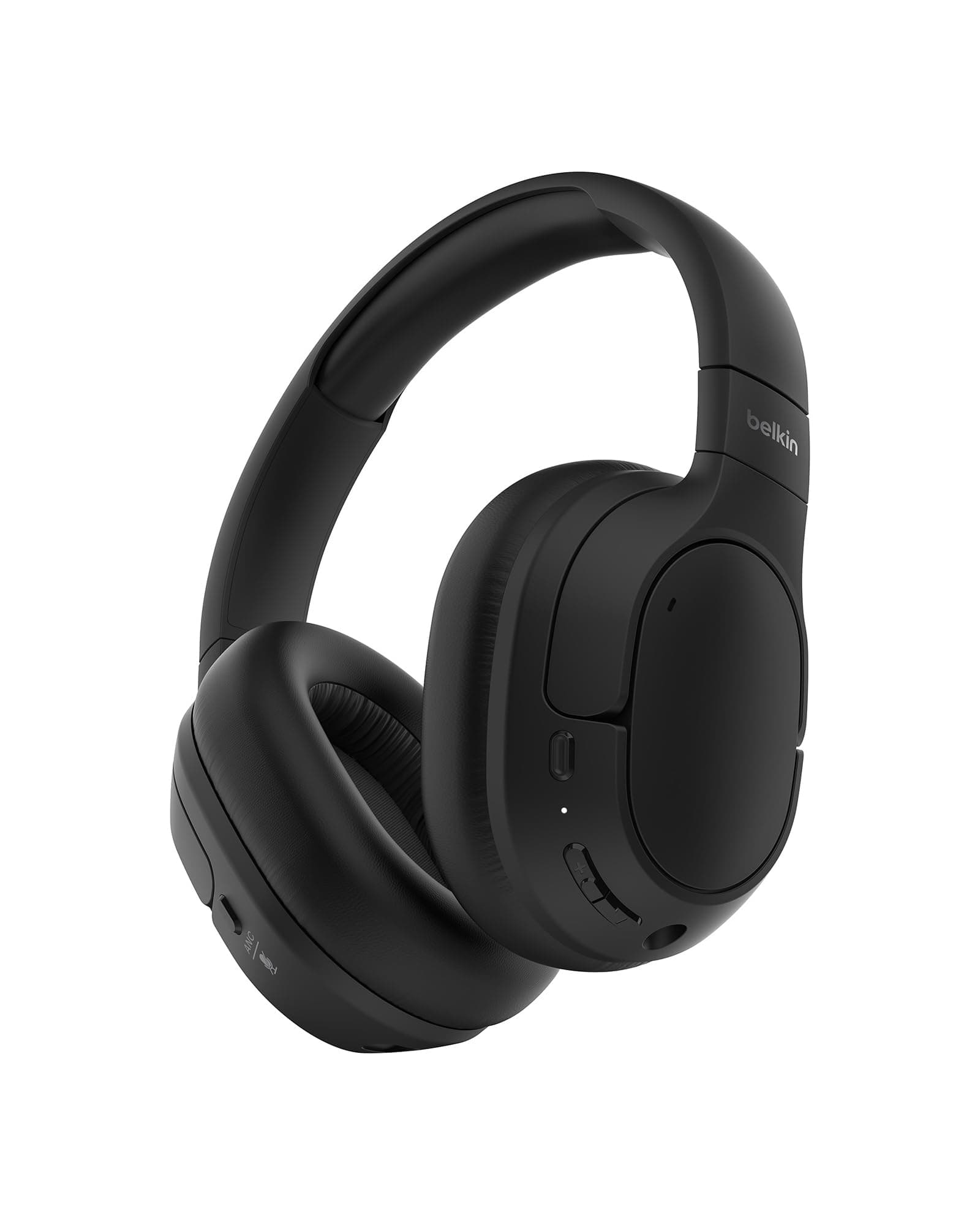 Belkin SoundForm Isolate Wireless Bluetooth Headphones with Hybrid ANC (Noise Cancelling Headphones, 60 Hour Playtime, Deep Bass, CloudCushion Earbuds, On the Go Use) - Black - Image 9