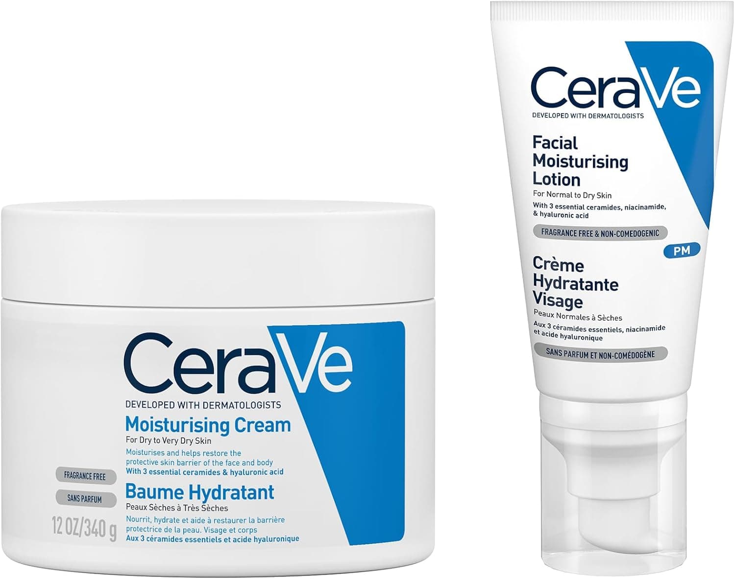 CeraVe Evening Moisturizing Routine for Dry Skin, Body & Face with Hyaluronic Acid - Image 1