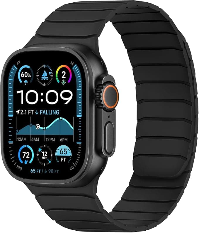Tasikar Magnetic Bands Compatible with Apple Watch 49mm 46mm 45mm 44mm 42mm Soft Silicone Buckle Strap for iWatch Ultra 3 2 1 SE Series 11 10 9 8 7 6 5 4 3, Black - Image 1
