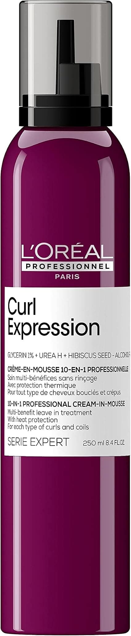 L'Oreal Professionnel Curl Expression 10-in-1 Foam Cream - Hydrates, Defines & Protects Curly & Kinky Hair - Leave In Care - 11 Times Better Defined Curls - 250 ml - Image 1