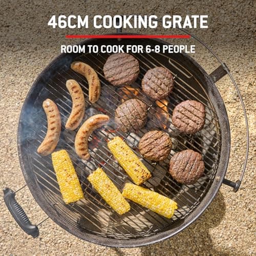 Weber Original Kettle Charcoal Barbecue Kettle with Enamelled Steel Lid and Bowl 47 cm Grill, One-Touch Cleaning System, Built-in Thermometer, Tripod with Wheels, Black - Image 7