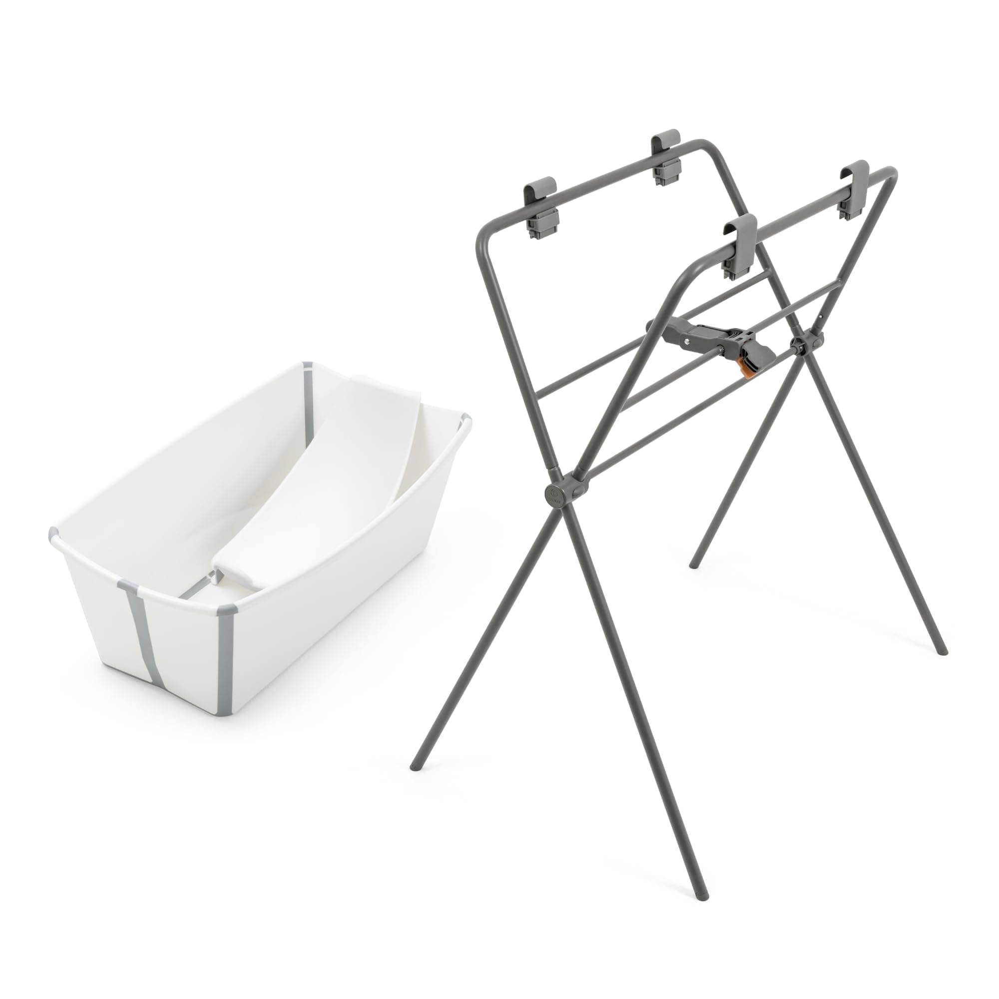 Stokke Stokke Flexi Bath (White) + Newborn Support + Flexi Bath Support - Ideal for Newborn and Baby Up to 48 Months - Foldable, Durable and Easy to Store