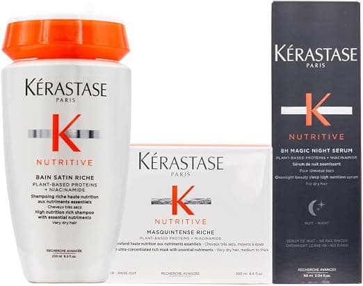 Kerastase Nutritive Bain Satin Riche 250ml Intense Riche Mask 250ml 8h Magic Night Serum 90ml - Image 1