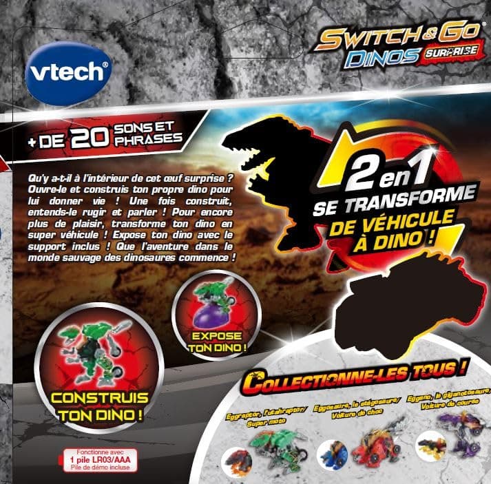 VTech - Switch & Go Dinos Surprise 2nd Generation, Dinosaur Egg, Transformable Sound Toy, Building Game, 6 Models to Collect, Gift for Children from 4 Years Old - Image 7