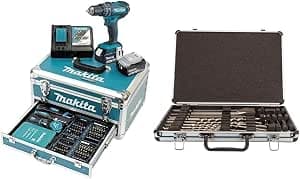 MAKITA DHP482RFX9 Impact Drill 18V LXT (2 x 3.0 Ah) with Accessories - MAKITA DHP482RFX9 & Box of 12 Drill Bits and 5 Chisel Tools SDS-PLUS MAKITA - D-42444