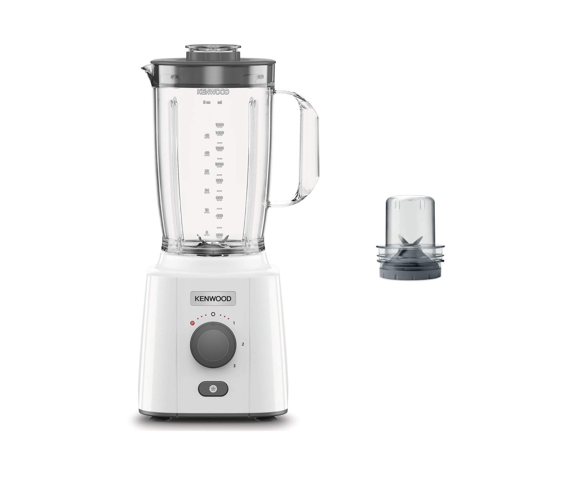 Kenwood BLP41.C0WH Blender, 2L jug with practical handle, steel blades, 3 speeds+pulse, including chopped accessory, non-slip feet, plastic, white and gray - Image 1