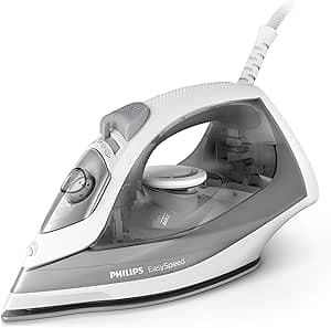 Philips EasySpeed Iron - Steam Iron Power 2000 W, Pressing Effect 100 g, Continuous Steam Flow 15 g/min, Anti-Scratch Ceramic Sole, 220 ml Tank, Grey/White (GC1751/80)