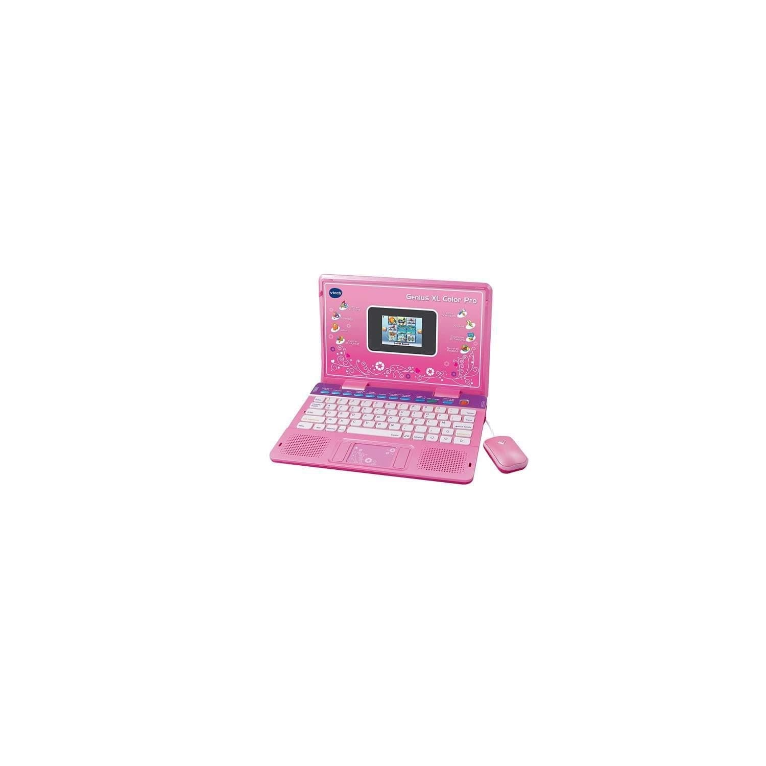 VTech - Genius XL Color Pro Bilingual Pink, Children's Computer with Colour Screen, Mouse, 90 Educational and Scalable Activities, Gift for Children from 6 to 11 Years - Content in French and English - Image 1