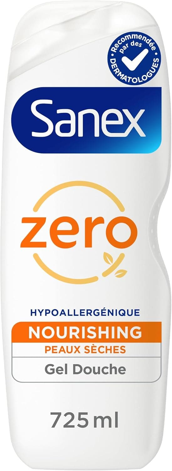 Sanex SANEX - Gel douche Nourrissant Zero% pour peaux sèches - Offre jusqu'à 8h d'Hydratation - le flacon de 725 ml