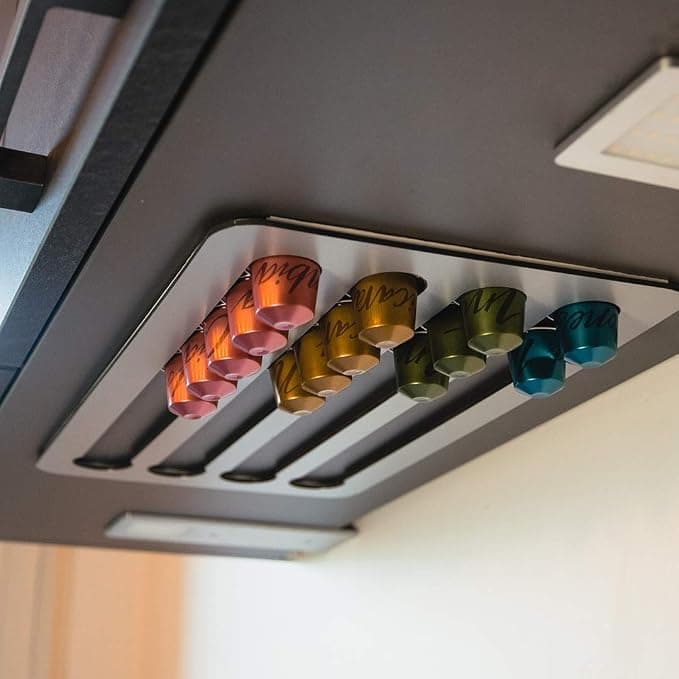 PODY • Stand, Coffee Pod Storage • Adhesive • Compatible Nespresso Classic • Silver Composite Aluminium - Image 1