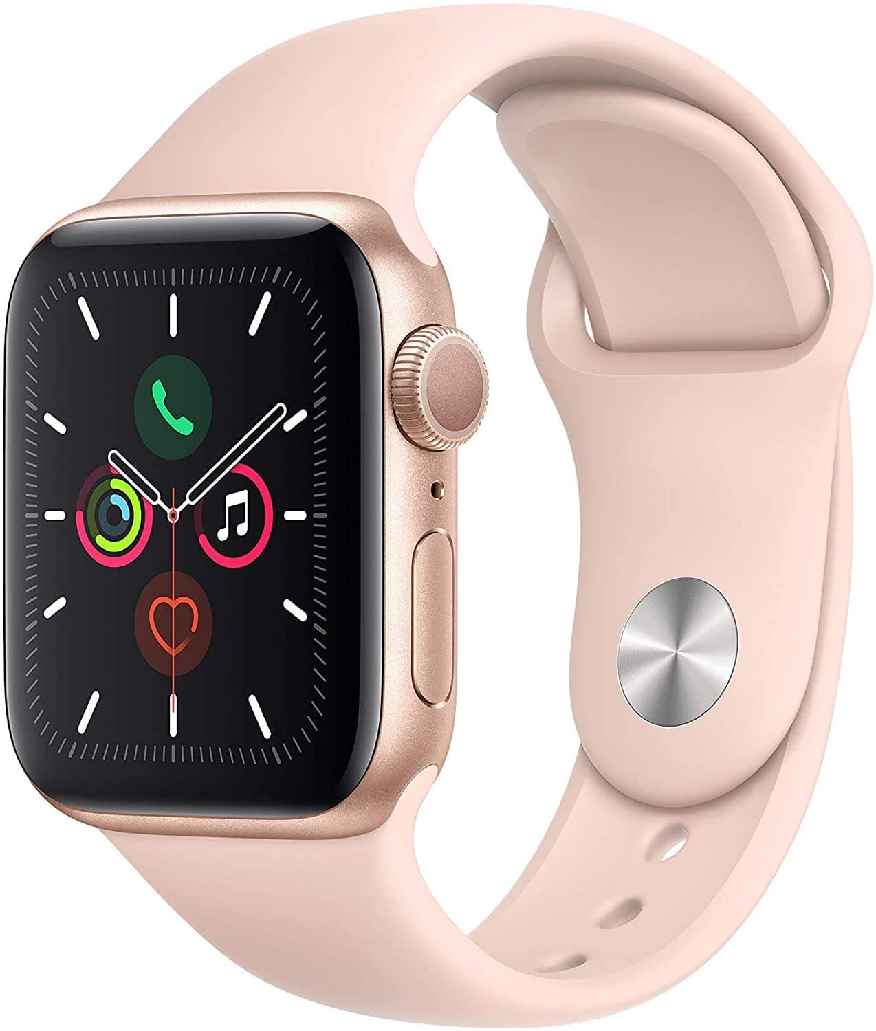 Apple Watch Series 5 (GPS, 40MM) Gold Aluminium Case with Pink Sand Sport Strap (Refurbished)