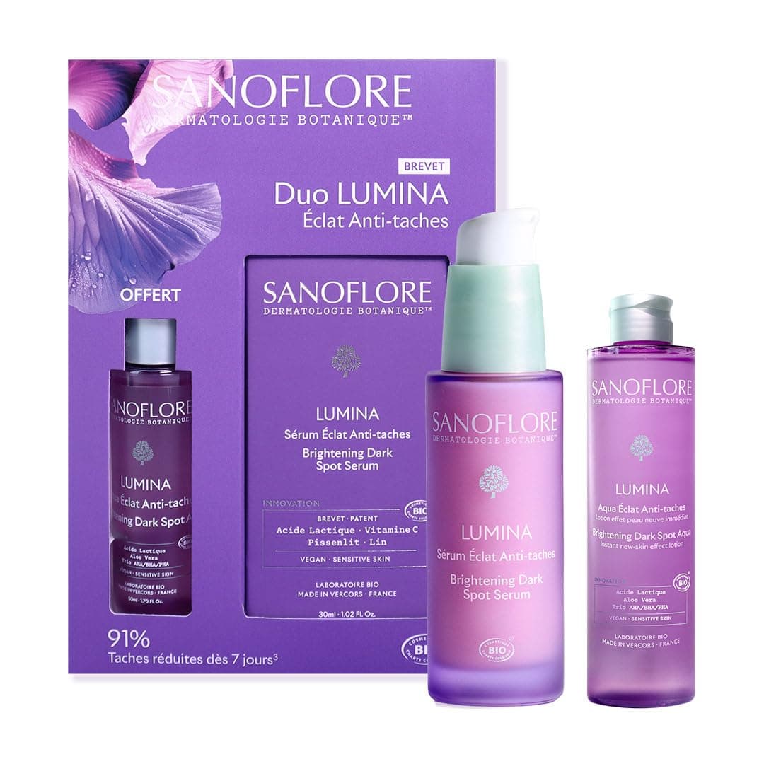 Sanoflore Duo LUMINA Éclat Anti‑Taches – Sérum Visage 30ml + Lotion Aqua 50ml – Anti-Taches Brunes & Acné – Bio & Vegan – Teint Lumineux – Peaux Sensibles – Routine Éclat Complète - Image 9
