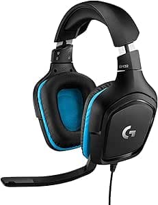Logitech G 432 Wired Gaming Headphones, 7.1 Surround Sound, DTS Headphone:X 2.0, 50mm Transducers, USB/Audio Jack 3.5mm, Mic with Mute Flip-Up, Light Weight, PC/Xbox One/PS4/Nintendo Switch – Black