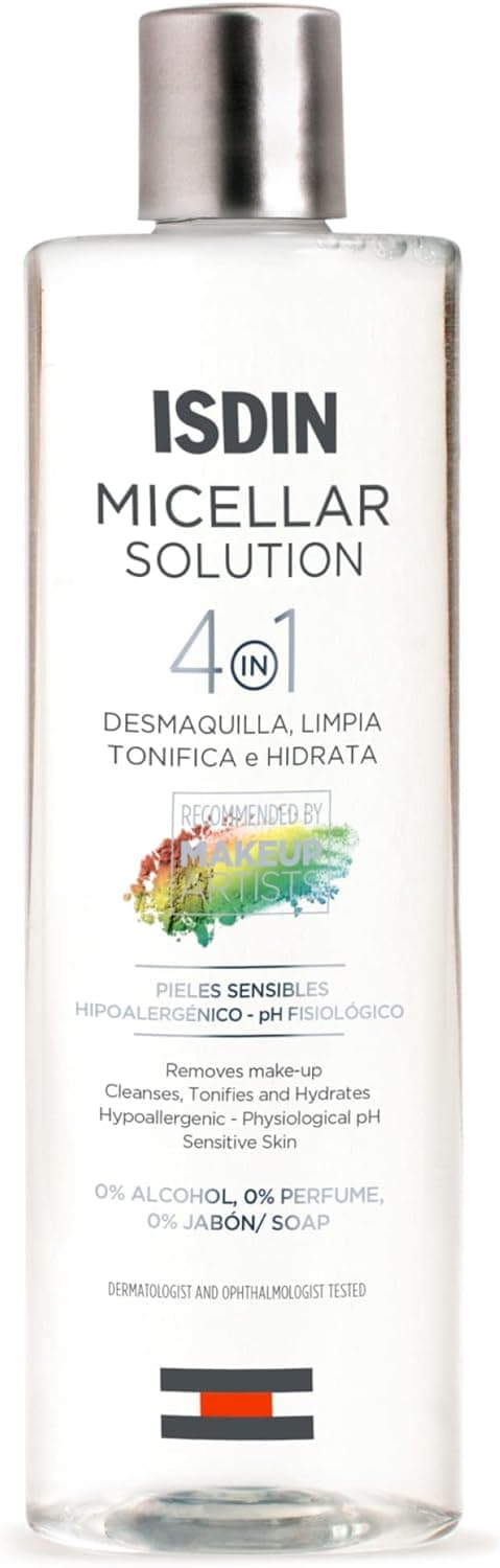 ISDIN ISDIN Micellar 4-in-1 Solution (400 ml) | Micellar Water | Cleanses, Removes Makeup, Tones and Moisturizes | Makeup Removal