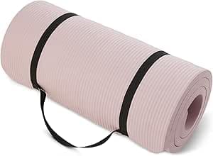 Amazon Basics 1 inch extra thick workout exercise yoga mat with carrying strap