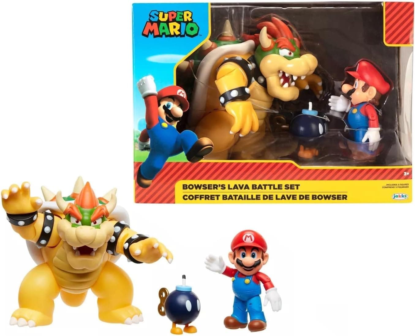 Disney Super Mario - Bataille avec Bowser - Licence Officielle - Coffret Pont Dynamique & Figurine - Son & Lumière - Lave Rougeoyante - Immersion Jeu - Dès 3 Ans