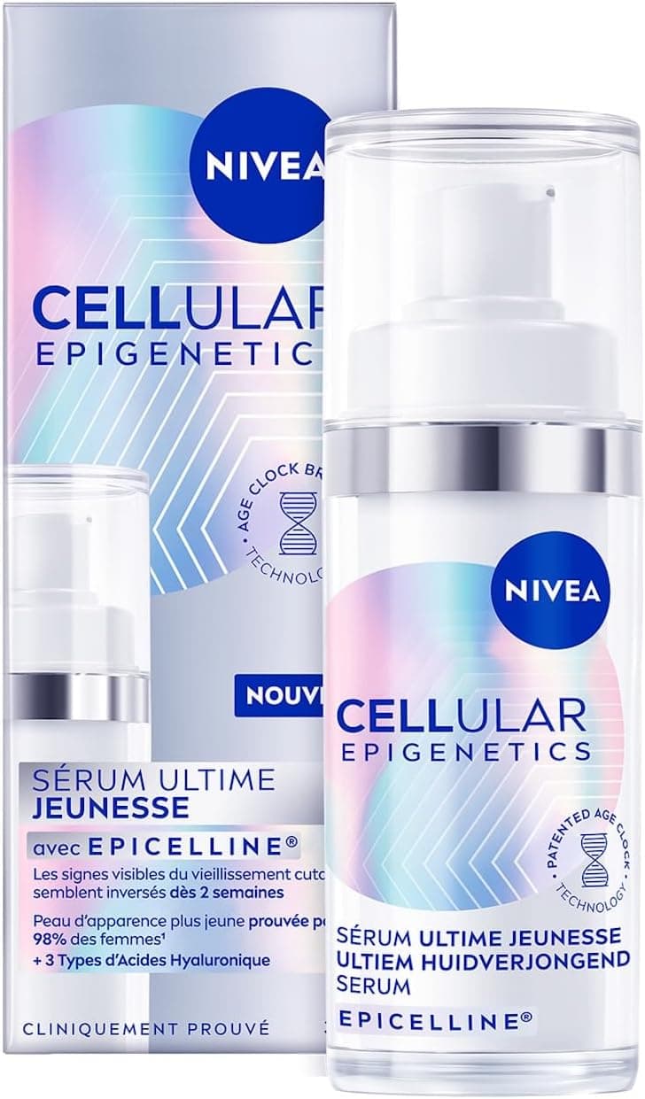 NIVEA - Sérum Visage Ultime Jeunesse Epigenetics - Technologie Age Clock - Epicelline & Acide Hyaluronique - Anti-Âge - Tous Types de Peaux - 30 ml - Image 1