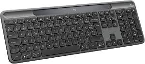 Logitech Signature Slim Solar+, Wireless Keyboard Powered by Solar and Artificial Light, Durable Battery for up to 10 Years, Customizable Keys, Bluetooth, French AZERTY Keyboard Graphite