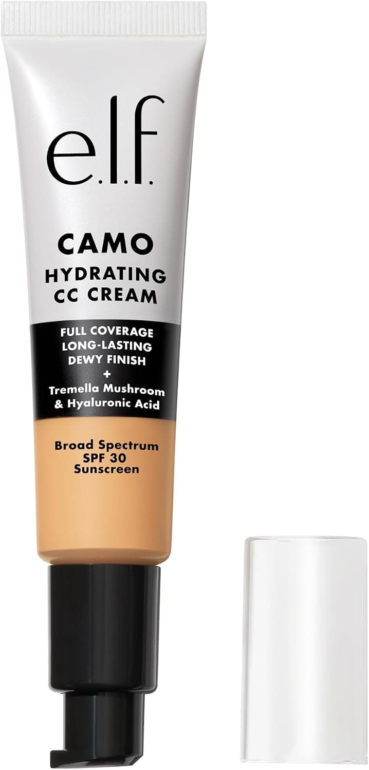 e.l.f. Crème hydratante Camo CC, fond de teint correcteur de couleur pour une finition rosée avec SPF 30, végétalien et sans cruauté envers les animaux, léger 280N