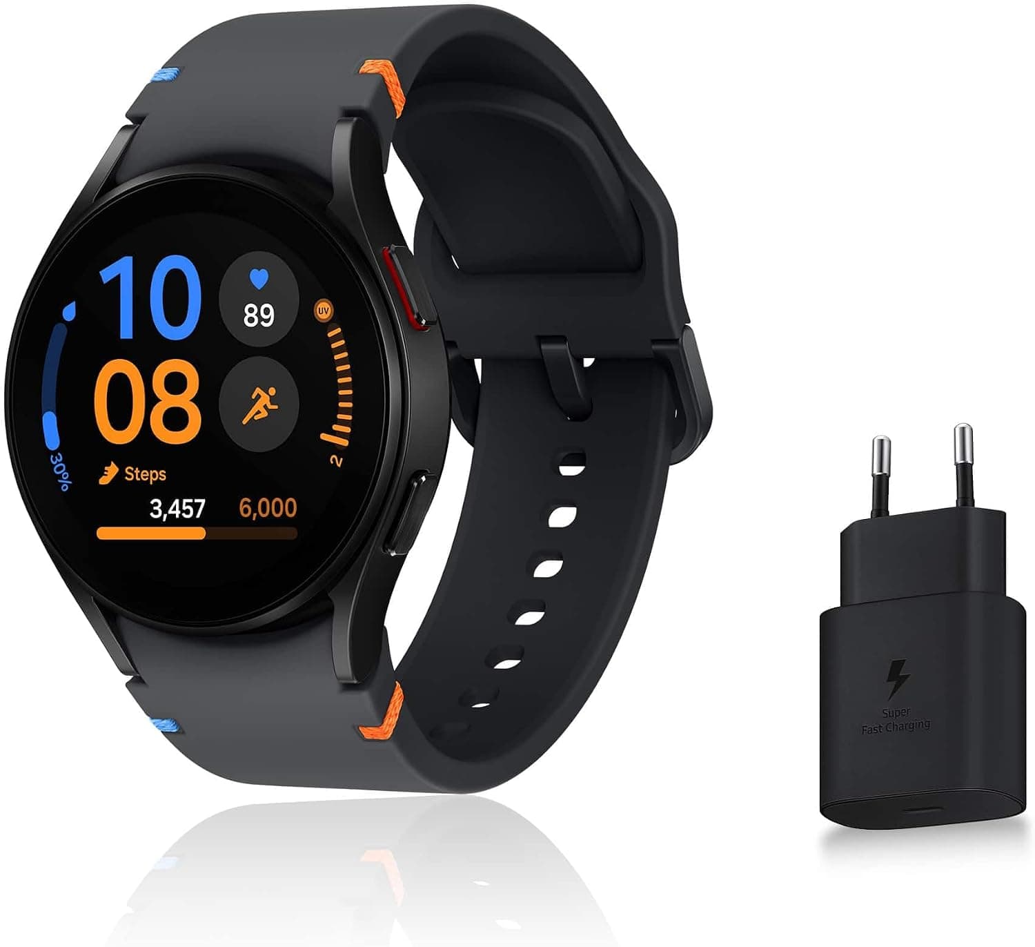 Samsung Galaxy Watch FE, Montre connectée, Suivi de la Santé, Suivi de Fitness, Bluetooth, 40mm, Noir, Chargeur Secteur Rapide Inclus, Version FR - Image 1