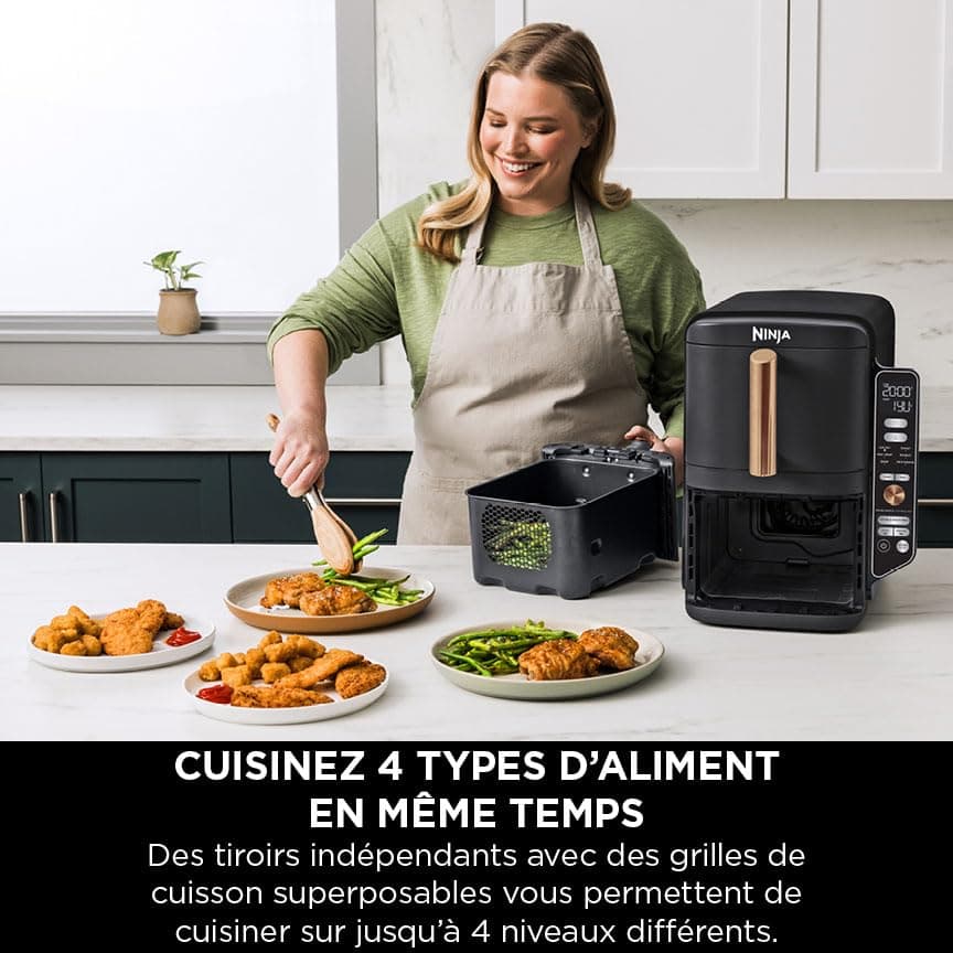 NINJA Double Stack XL Air Fryer 2 Compartments Vertical, Compact, 4 Cooking Levels, 9.5L Capacity, Air Fryer 6-in-1, Removable Non-stick Parts Dishwasher Safe, Black/Copper - Image 7