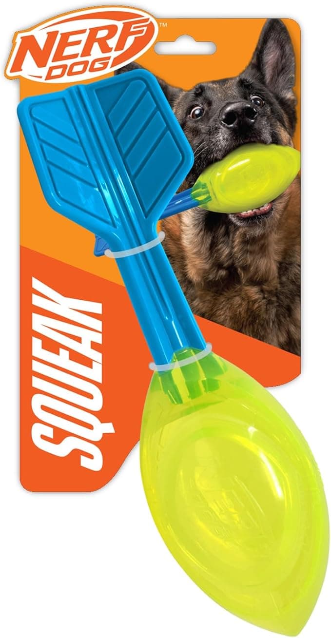 Nerf Dog Nerf Dog Vortex Ball with Squeaker Strong, 12 Inch Durable Interactive Fetch Toy for Dogs, Light Blue/Green