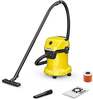 Kärcher Aspirateur Eau et Poussières WD 3 V-17/4/20, Fonction Soufflage, Puissance : 1000W, Cuve Plastique : 17L, Flexible d'Aspiration : 2m, avec Filtre à Cartouche & Non-Tissé, Buses Sol & Fentes