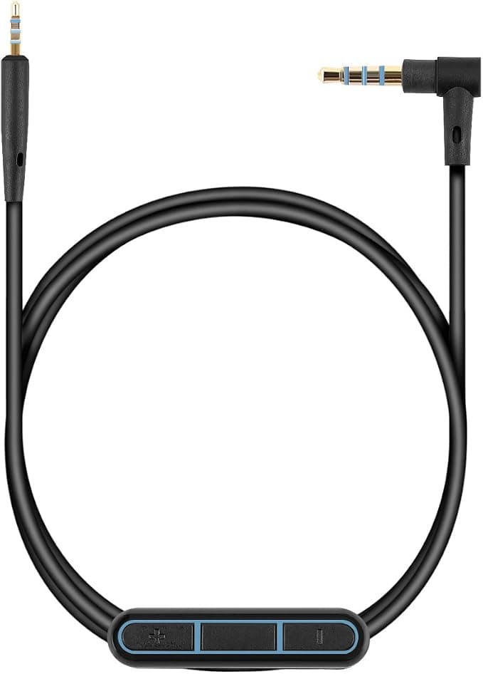 kwmobile Cable Compatible with Bose QuietComfort 35 / 35II / 25 / QC25 / QC35 II / QC35 / on-Ear 2 / OE2 / OE2i / SoundTrue - Replacement 3.5mm Headphone Cable with Mic and Volume Control - Image 1