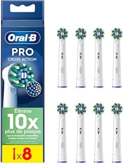 Oral-B Pro Cross Action Brossettes pour Brosse à dents électriques, Pack De 8 Unités