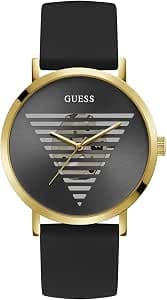 GUESS Men's Black and Gold Analog Watch US